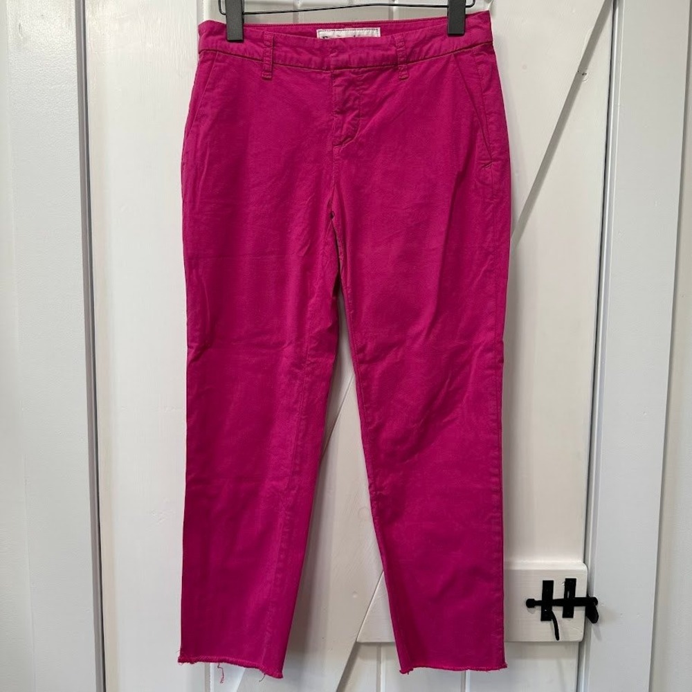 Frank & Eileen Womens Pants Size 2 Wicklow Italian Crop Chino Raspberry Pink NEW